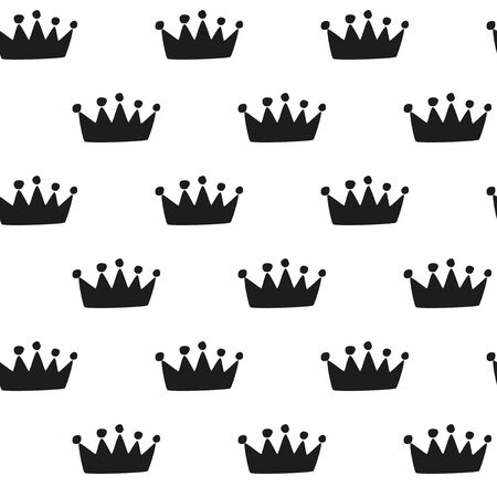 Hand drawn crown - seamless patternのイラスト素材