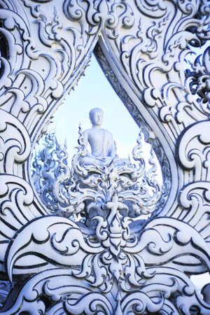 Buddha model at Rongkun Temple, North of Thailandの写真素材