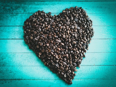 Heart of coffee beans