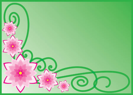Vector floral background with lotuses and spiralesのイラスト素材
