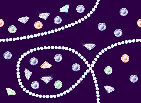 Bright shining diamonds and perls, vector seamlessのイラスト素材