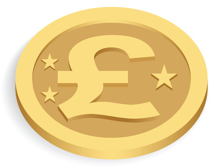 gold pound coin isolated on white, vector illustrationのイラスト素材