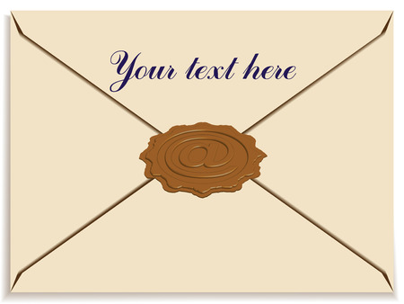 letter envelope with a stamp wax as e-mail signのイラスト素材