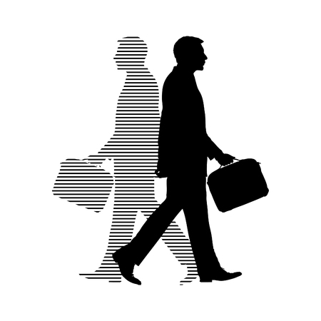 Silhoutte Man Shadow Walking Bagのイラスト素材