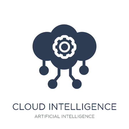 Cloud Intelligence icon. Trendy flat vector Cloud Intelligence icon on white background from Artificial Intelligence, Future Technology collection, vector illustration can be use for web and mobile, eps10のイラスト素材