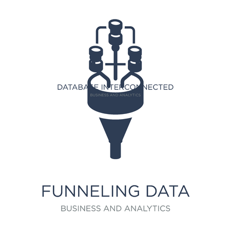 Funneling Data icon. Trendy flat vector Funneling Data icon on white background from Business and analytics collection, vector illustration can be use for web and mobile, eps10のイラスト素材
