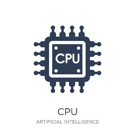 Cpu icon. Trendy flat vector Cpu icon on white background from Artificial Intelligence, Future Technology collection, vector illustration can be use for web and mobile, eps10のイラスト素材