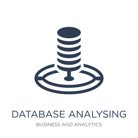 Database Analysing icon. Trendy flat vector Database Analysing icon on white background from Business and analytics collection, vector illustration can be use for web and mobile, eps10のイラスト素材
