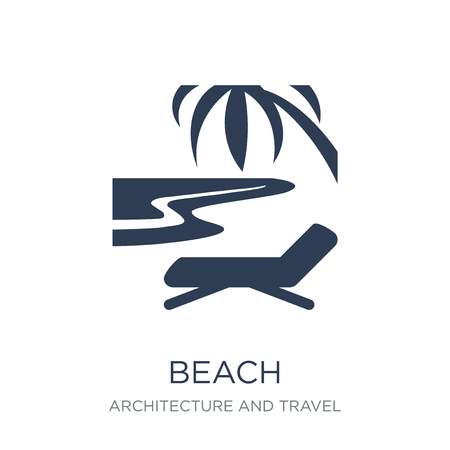 Beach icon. Trendy flat vector Beach icon on white background from Architecture and Travel collection, vector illustration can be use for web and mobile, eps10のイラスト素材