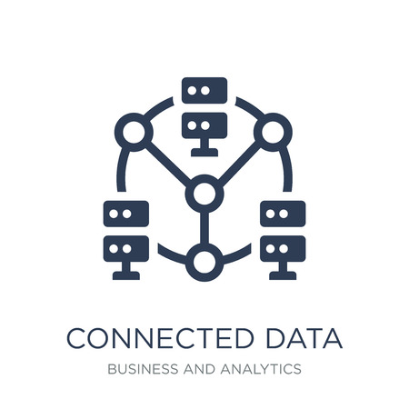 Connected data icon. Trendy flat vector Connected data icon on white background from Business and analytics collection, vector illustration can be use for web and mobile, eps10のイラスト素材