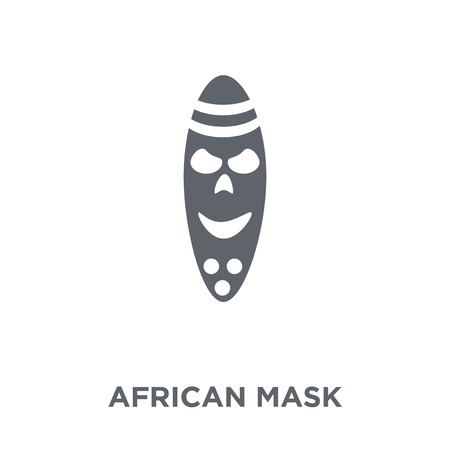 African mask icon. African mask design concept from Museum collection. Simple element vector illustration on white background.のイラスト素材