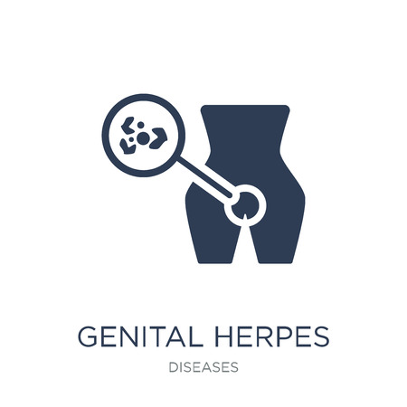 Genital Herpes (Herpes Simplex Virus) icon. Trendy flat vector Genital Herpes (Herpes Simplex Virus) icon on white background from Diseases collection, vector illustration can be use for web and mobile, eps10のイラスト素材