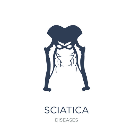 Sciatica icon. Trendy flat vector Sciatica icon on white background from Diseases collection, vector illustration can be use for web and mobile, eps10のイラスト素材