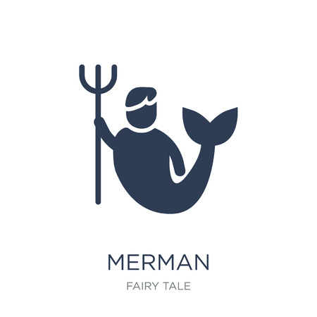 Merman icon. Trendy flat vector Merman icon on white background from Fairy Tale collection, vector illustration can be use for web and mobile, eps10のイラスト素材
