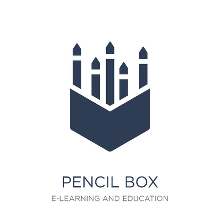 Pencil box icon. Trendy flat vector Pencil box icon on white background from E-learning and education collection, vector illustration can be use for web and mobile, eps10のイラスト素材
