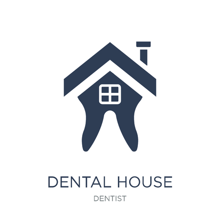 Dental House icon. Trendy flat vector Dental House icon on white background from Dentist collection, vector illustration can be use for web and mobile, eps10のイラスト素材