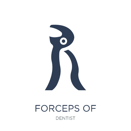 Forceps of dentist tools icon. Trendy flat vector Forceps of dentist tools icon on white background from Dentist collection, vector illustration can be use for web and mobile, eps10のイラスト素材