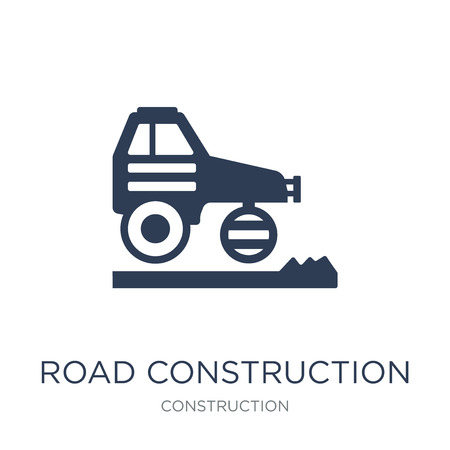 road construction icon. Trendy flat vector road construction icon on white background from Construction collection, vector illustration can be use for web and mobile, eps10のイラスト素材