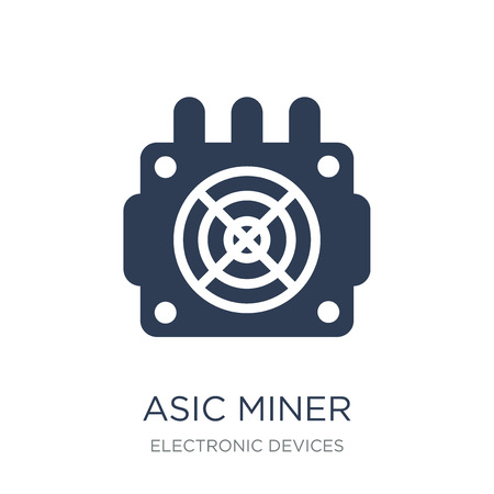 asic miner icon. Trendy flat vector asic miner icon on white background from Electronic devices collection, vector illustration can be use for web and mobile, eps10のイラスト素材