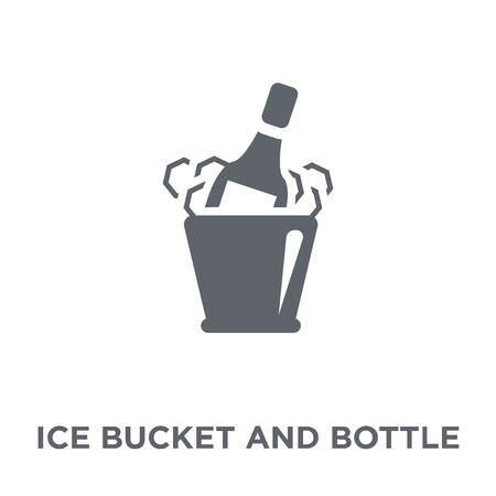 Ice bucket and bottle icon. Ice bucket and bottle design concept from Drinks collection. Simple element vector illustration on white background.のイラスト素材