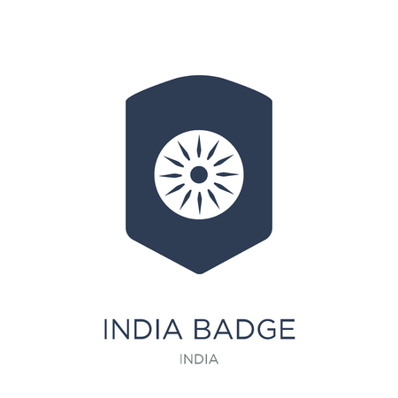 india Badge icon. Trendy flat vector india Badge icon on white background from india collection, vector illustration can be use for web and mobile, eps10のイラスト素材