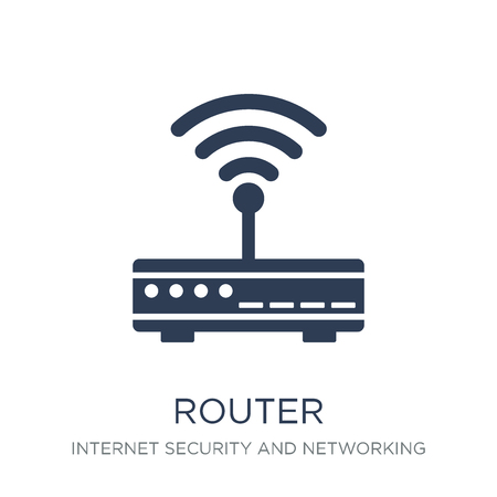 Router icon. Trendy flat vector Router icon on white background from Internet Security and Networking collection, vector illustration can be use for web and mobile, eps10のイラスト素材