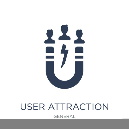 user attraction icon. Trendy flat vector user attraction icon on white background from General collection, vector illustration can be use for web and mobile, eps10のイラスト素材