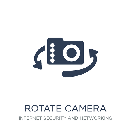 Rotate camera icon. Trendy flat vector Rotate camera icon on white background from Internet Security and Networking collection, vector illustration can be use for web and mobile, eps10のイラスト素材