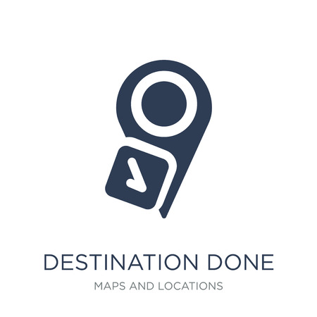 Destination done icon. Trendy flat vector Destination done icon on white background from Maps and Locations collection, vector illustration can be use for web and mobile, eps10のイラスト素材