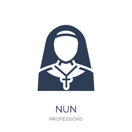 Nun icon. Trendy flat vector Nun icon on white background from Professions collection, vector illustration can be use for web and mobile, eps10のイラスト素材