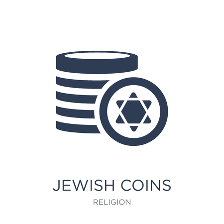 Jewish Coins icon. Trendy flat vector Jewish Coins icon on white background from Religion collection, vector illustration can be use for web and mobile, eps10のイラスト素材