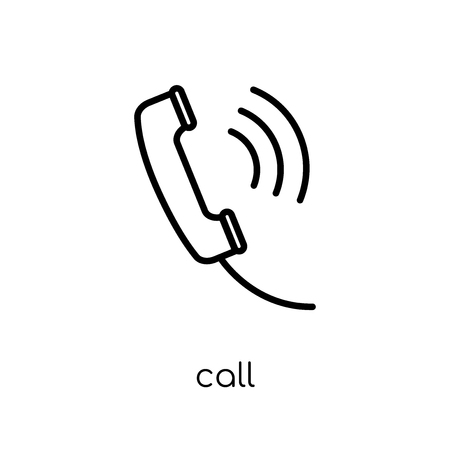 call icon. Trendy modern flat linear vector call icon on white background from thin line Communication collection, outline vector illustrationのイラスト素材