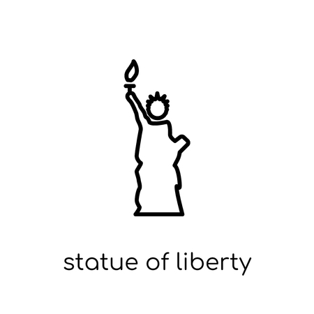 Statue of liberty icon. Trendy modern flat linear vector Statue of liberty icon on white background from thin line United States of America collection, editable outline stroke vector illustrationのイラスト素材
