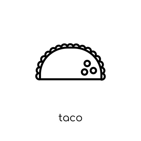 Taco icon. Trendy modern flat linear vector Taco icon on white background from thin line United States of America collection, editable outline stroke vector illustrationのイラスト素材