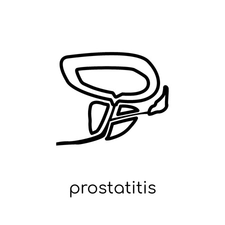 Prostatitis icon. Trendy modern flat linear vector Prostatitis icon on white background from thin line Diseases collection, editable outline stroke vector illustrationのイラスト素材