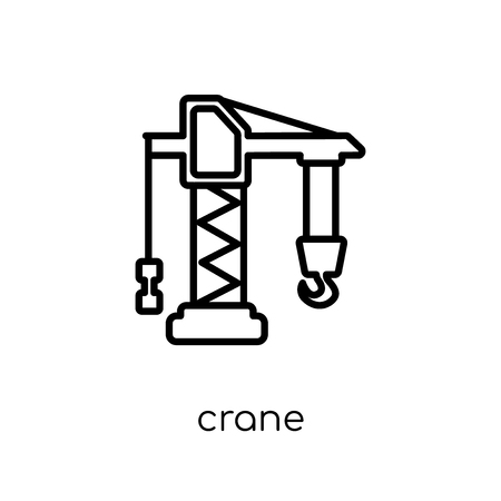Crane icon. Trendy modern flat linear vector Crane icon on white background from thin line Construction collection, editable outline stroke vector illustrationのイラスト素材