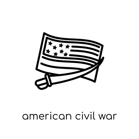 american civil war icon. Trendy modern flat linear vector american civil war icon on white background from thin line United States of America collection, editable outline stroke vector illustrationのイラスト素材