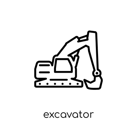 Excavator icon. Trendy modern flat linear vector Excavator icon on white background from thin line Construction collection, editable outline stroke vector illustrationのイラスト素材