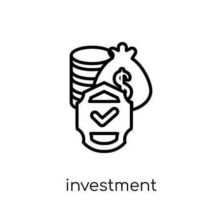 Investment insurance icon. Trendy modern flat linear vector Investment insurance icon on white background from thin line Insurance collection, editable outline stroke vector illustrationのイラスト素材