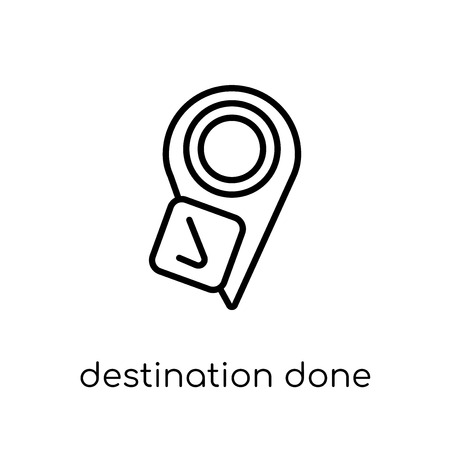 Destination done icon. Trendy modern flat linear vector Destination done icon on white background from thin line Maps and Locations collection, editable outline stroke vector illustrationのイラスト素材