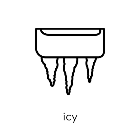 icy icon. Trendy modern flat linear vector icy icon on white background from thin line Weather collection, outline vector illustrationのイラスト素材