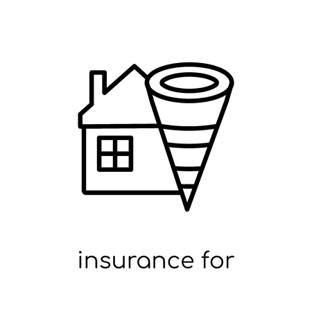insurance for home of tornado icon. Trendy modern flat linear vector insurance for home of tornado icon on white background from thin line Insurance collection, outline vector illustrationのイラスト素材
