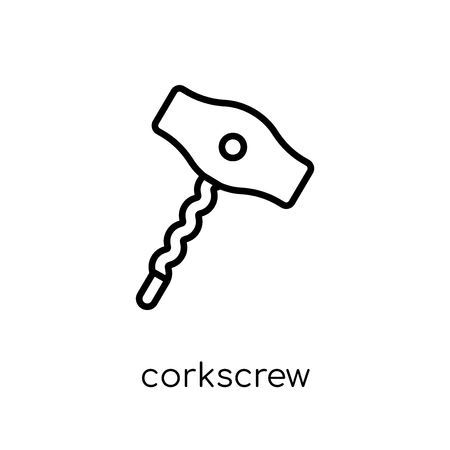 corkscrew icon. Trendy modern flat linear vector corkscrew icon on white background from thin line collection, outline vector illustrationのイラスト素材