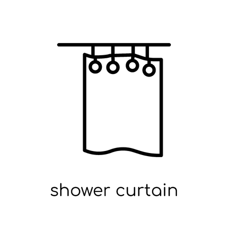 shower curtain icon. Trendy modern flat linear vector shower curtain icon on white background from thin line Furniture and household collection, outline vector illustrationのイラスト素材