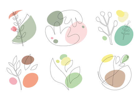 abstract set of nature pattern pastel colors vector illustrationのイラスト素材
