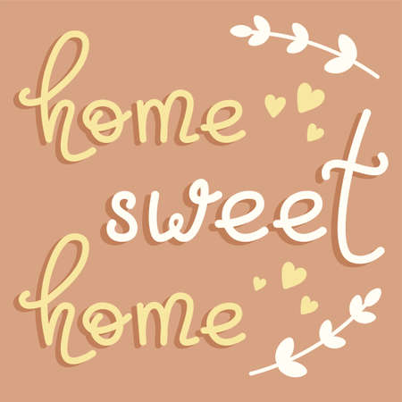 Home Sweet Home Lettering In Pastel Colors Vector Illustration In Flat Styleのイラスト素材