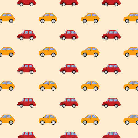 Old Car Pattern For Textile Colorful Vector Illustration In Flat Styleのイラスト素材