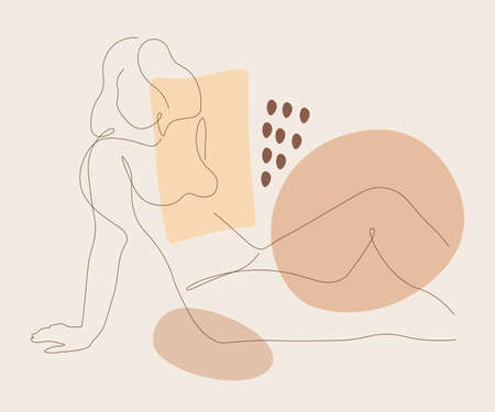 Woman Body. Outline Contour Drawing. Line Art Vector illustration In Contemporary Styleのイラスト素材