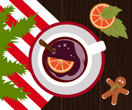 mulled wine vector illustration in flat styleのイラスト素材