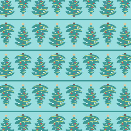 Concept Of Pattern With Pines For Christmas Textile, Package, Vector Illustration In Flat Styleのイラスト素材